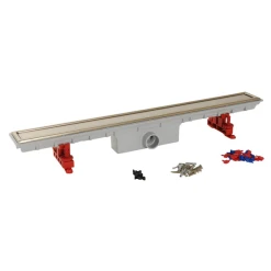 Nicoll Caniveau De Douche Docia Pour Grille 50 Mm Avec Grille Réversible Inox - ø Femelle 40 Mm - 95 X 790 Mm