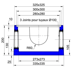 Thebault Boîte Pluviale Bepal - Béton Avec Joints - 25x25 CM