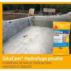 Hydrofuge De Masse En Poudre - Imperméabilisant Mortier Et Béton - SikaCem - 100g -Grand Sud Boutique hydrofuge sika 1