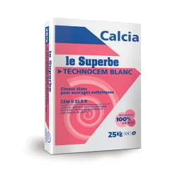 Ciment Le Superbe Technocem Blanc CEM II 32,5 R Calcia - Sac De 25 KG