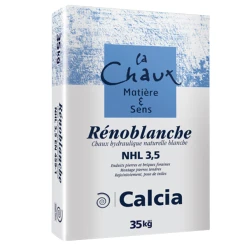 Chaux Hydraulique Blanche Naturelle Rénoblanche NHL3,5 Calcia - Sac De 35 Kg