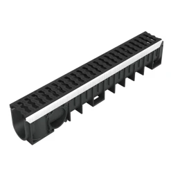 Caniveau De Voierie Avec Grille En Fonte C250 Kenadrain Nicoll - Polypropylène Noir - Longueur 1 M