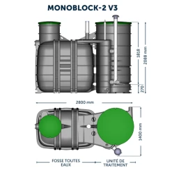 Fosse Toutes Eaux - Monoblock-2-4 V3 Biorock - Avec Poste De Relevage - Capacité 4 E.H - 2000L -Grand Sud Boutique sans titre 6