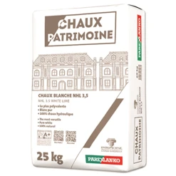 Parexlanko Chaux Hydraulique Naturelle Blanche NHL 3,5 - Chaux Patrimoine Parex - Sac De 25 Kg