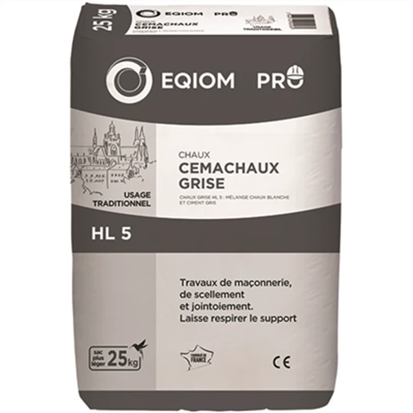 Chaux Grise Hydraulique HL5 CEMACHAUX GRISE Eqiom Pro - Sac De 25 KG 1 Chaux Grise Hydraulique HL5 CEMACHAUX GRISE Eqiom Pro - Sac De 25 KG