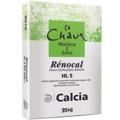 Chaux Hydraulique Blanche - Enduits Rejointoiements Et Montages - Renocal HL5 Calcia - Sac De 35 KG