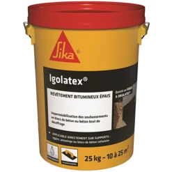 RevĂȘtement Bitumineux Pour ImpermĂ©abilisation Des Soubassements - Igolatex Sika - Seau De 25 L
