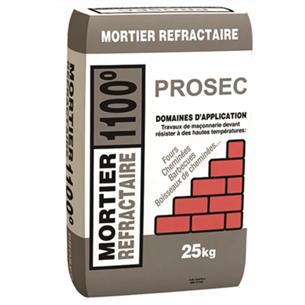 Mortier Réfractaire 1100°C - Prosec MR1100 - Sac Papier Avec Film Imperméable De 25 Kg 1 Mortier Réfractaire 1100°C - Prosec MR1100 - Sac Papier Avec Film Imperméable De 25 Kg