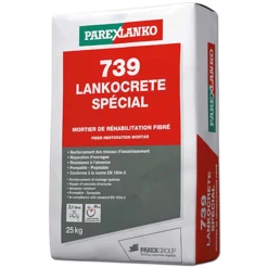 Parexlanko Mortier De Réhabilitation Fibré LANKOCRETE SPECIAL 739 - Sac De 25 KG