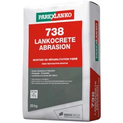 Parexlanko Mortier De Réhabilitation Fibré LANKOCRETE ABRASION 738 - Sac De 25 KG