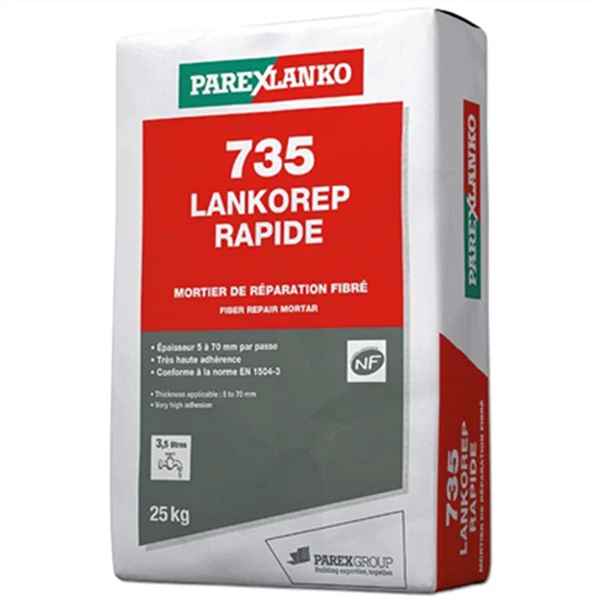 Parexlanko Mortier De Réparation Fibré à Retrait Compensé LANKOREP RAPIDE 735 - Sac De 25 KG 1 Parexlanko Mortier De Réparation Fibré à Retrait Compensé LANKOREP RAPIDE 735 - Sac De 25 KG