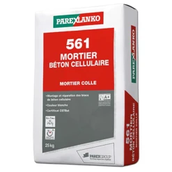 Parexlanko Mortier Colle Pour Maçonnerie Et Réparation - 561 Mortier Béton Cellulaire - Sac De 25 Kg